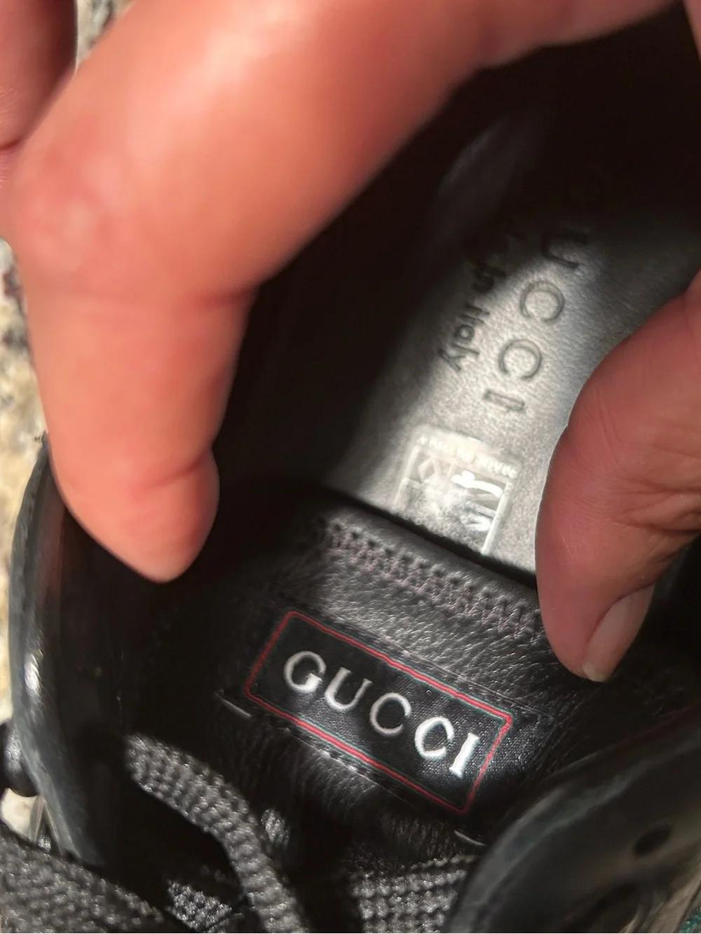 Gucci Leather Web Sneaker 'Black' , 233334 Size 10.5G